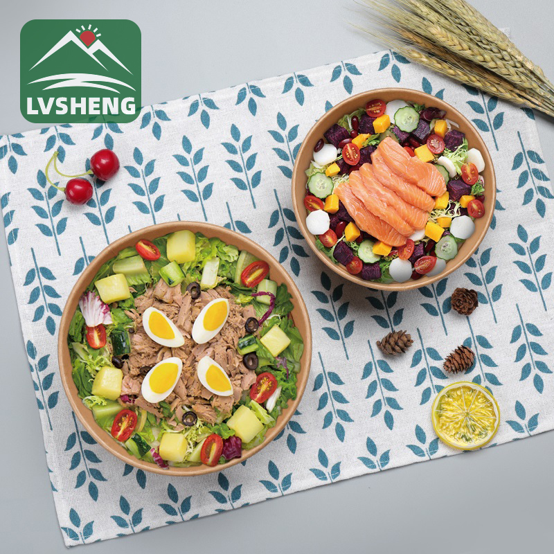 Indawo yokudlela eco friendly Biodegradable Compostable Kraft Paper Bowl evela e-Lvsheng Factory