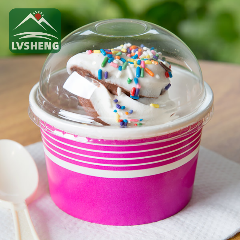 Ubukhulu bephepha le-Ice Cream Cup nge-Dome Lids Wholesale
